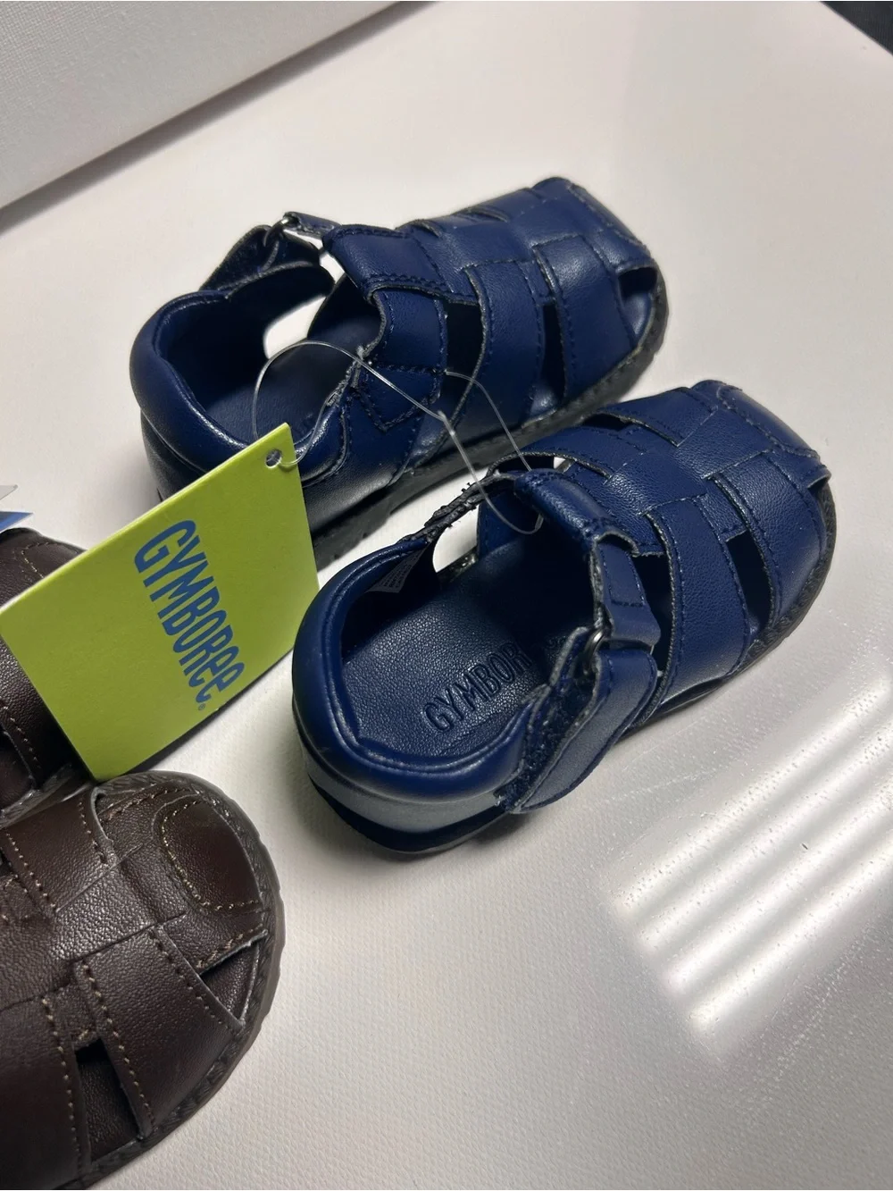 2 Pairs Gymboree Fisherman Navy Blue and Dark Brown Kids Sandals 3T